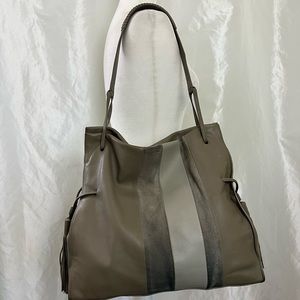 AllSaints Suede Detail Taupe With Grey Soft Smooth Leather Tote